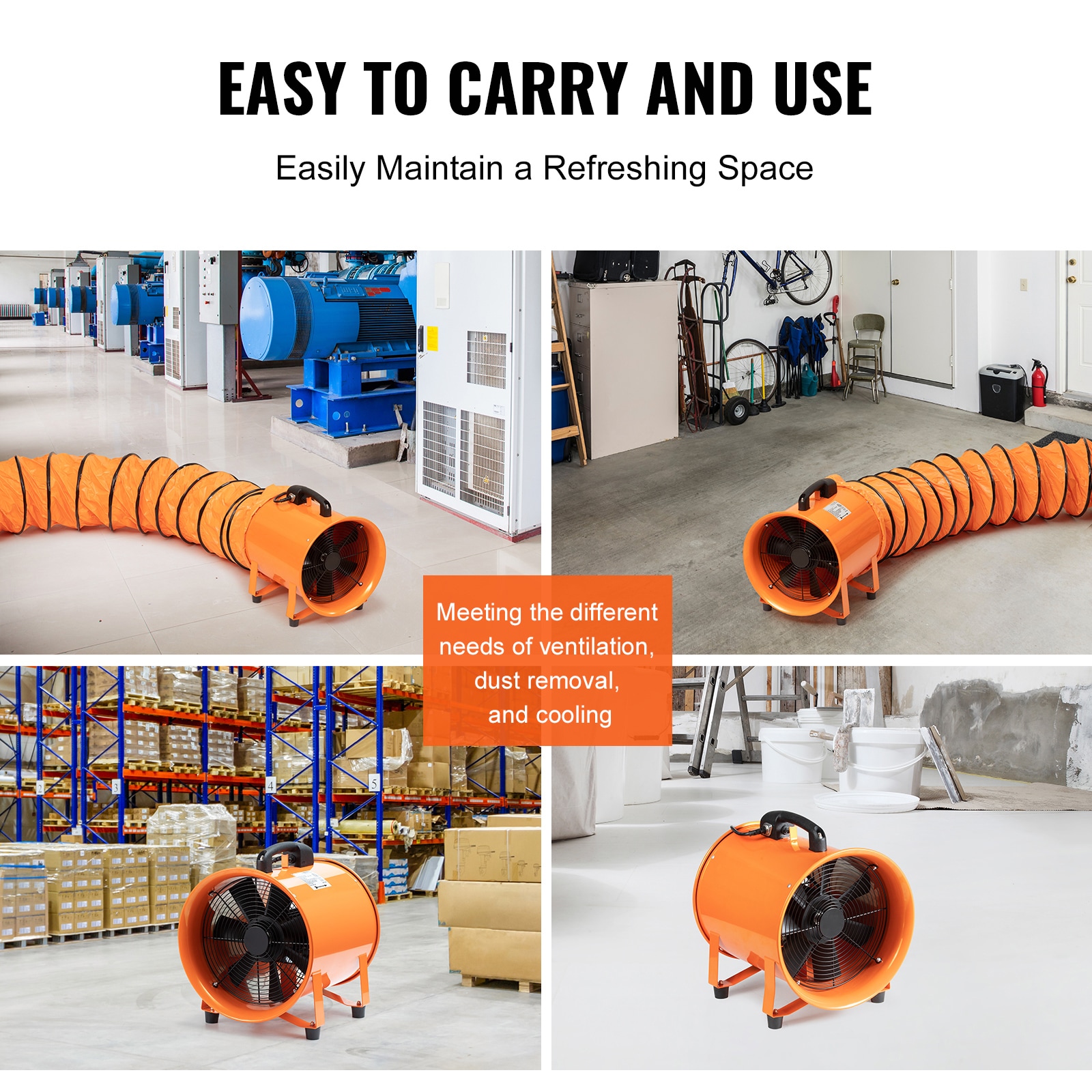 Portable Industrial Ventilator Fan With Extraction Hose 560w_voghion.com